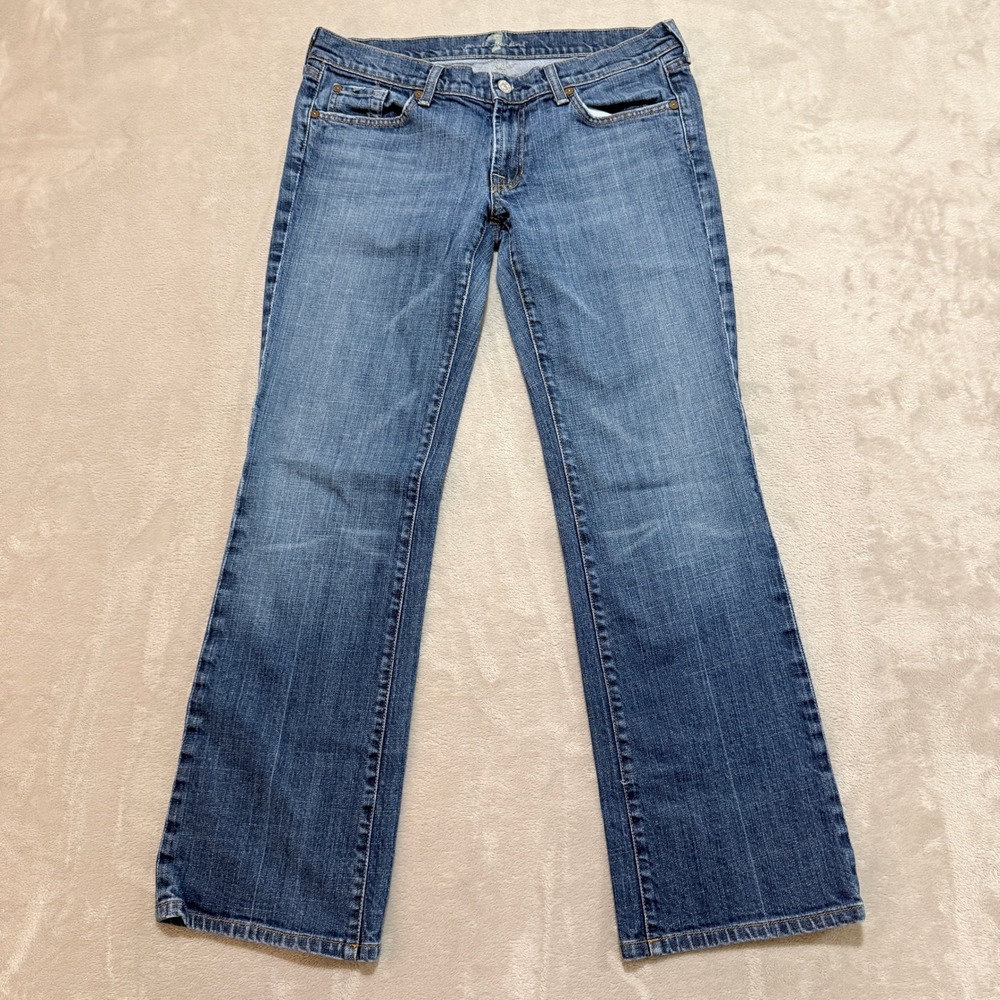 7 For All Mankind Bootcut Jeans Womens 31 Blue Low Rise Slim Fit Y2K Western